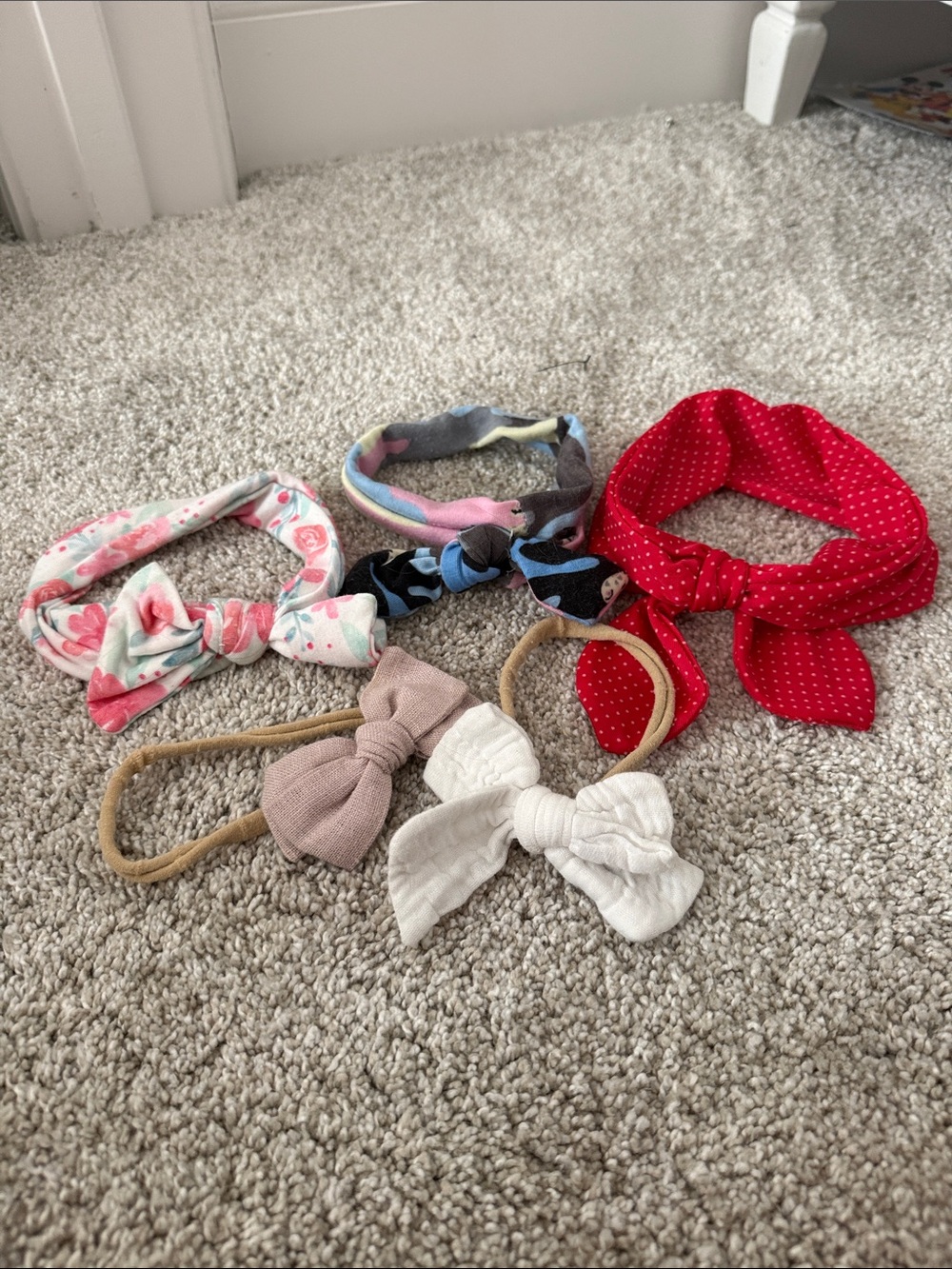 Girls Bow & Knot Headband Set - Red, Pink, White, Mauve, Multicolor